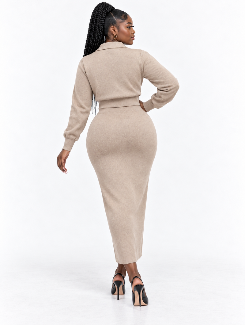 Buttoned Knit Maxi Set