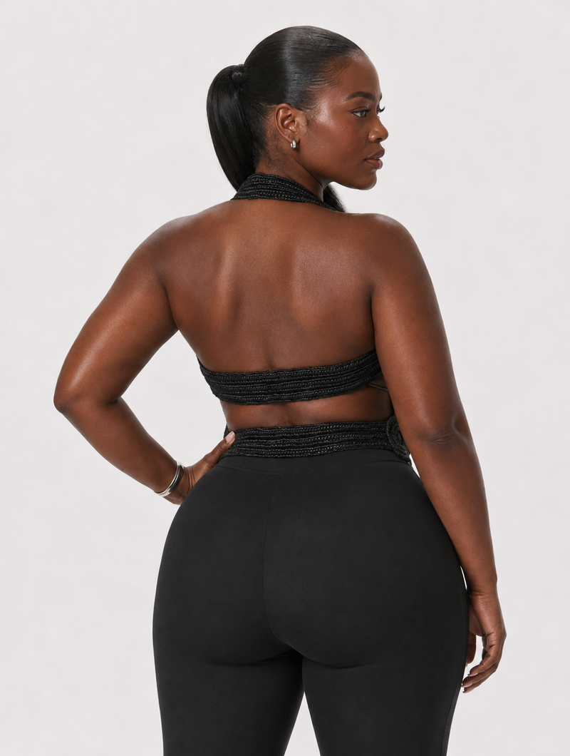 Black Crochet Halter Top