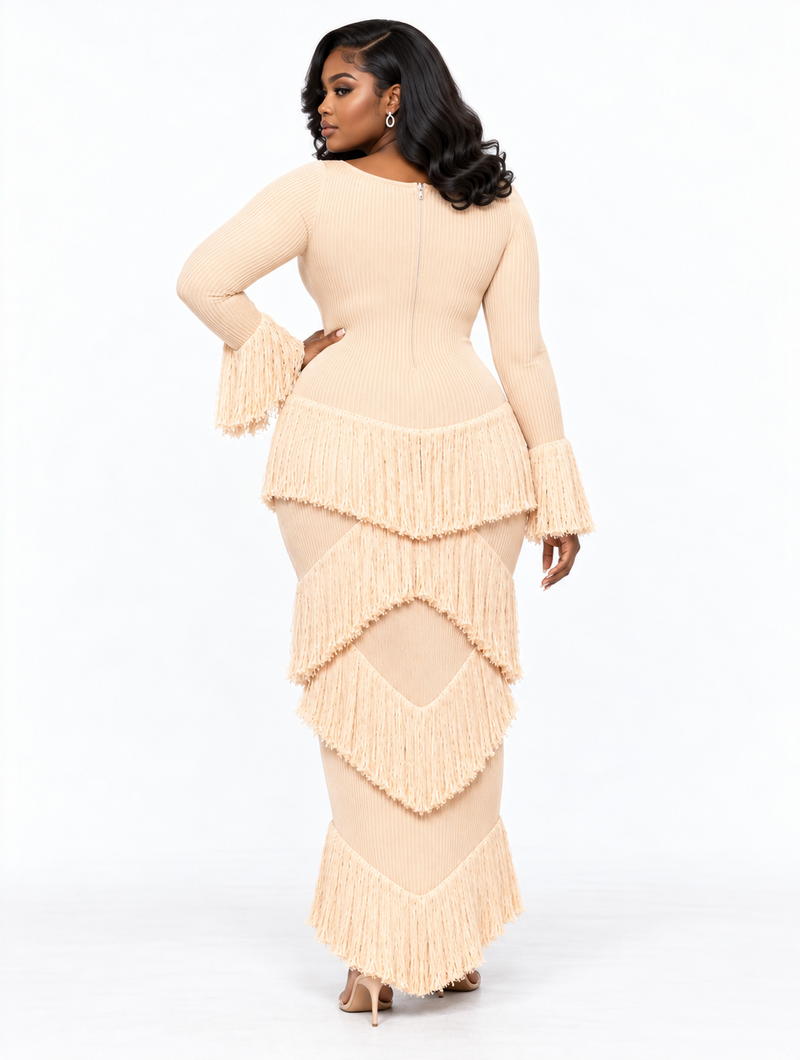 Tiered Fringe Maxi Dress