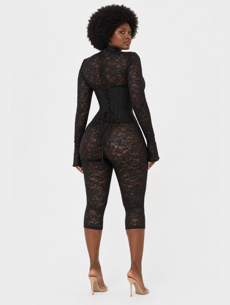 Lace Capri Corset Jumpsuit