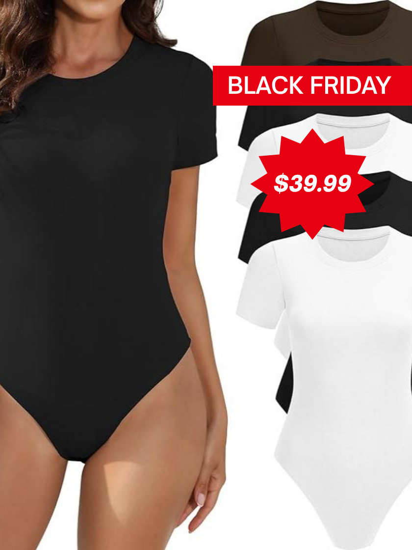 Stretch Fit Short Sleeve Bodysuit – 5 Pack-(Black Friday)