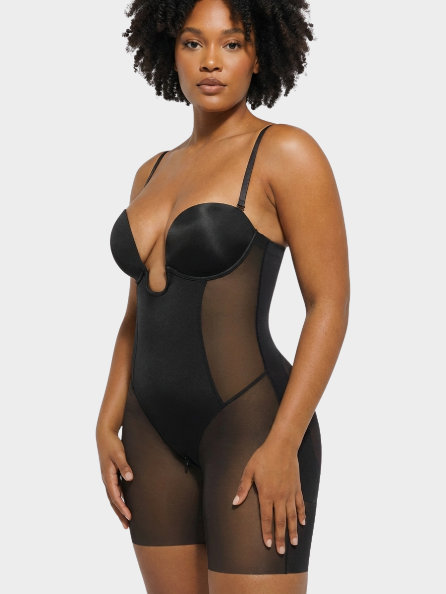 Deep Plunge Mesh Shaping Bodysuit