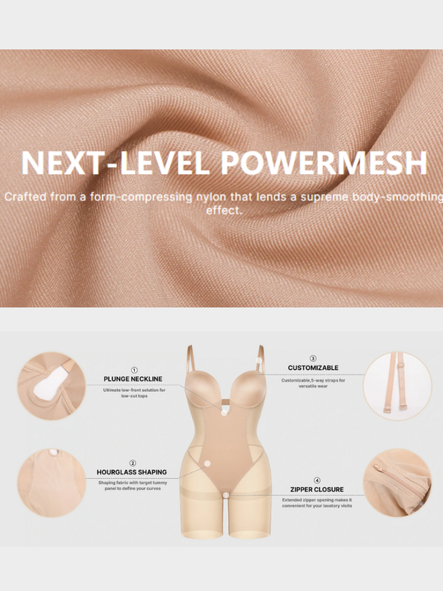 Deep Plunge Mesh Shaping Bodysuit