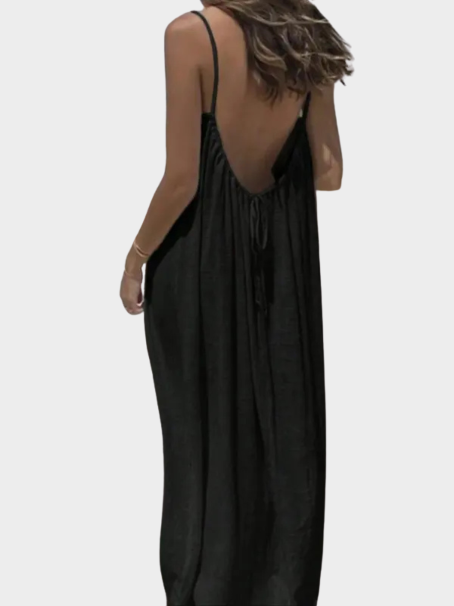 Solid Color Backless Cami Dress