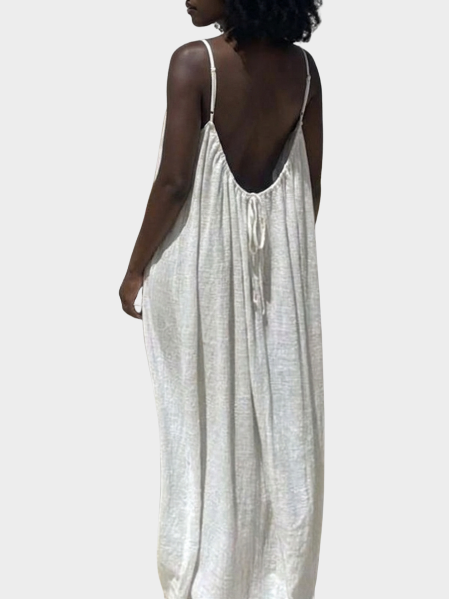 Solid Color Backless Cami Dress