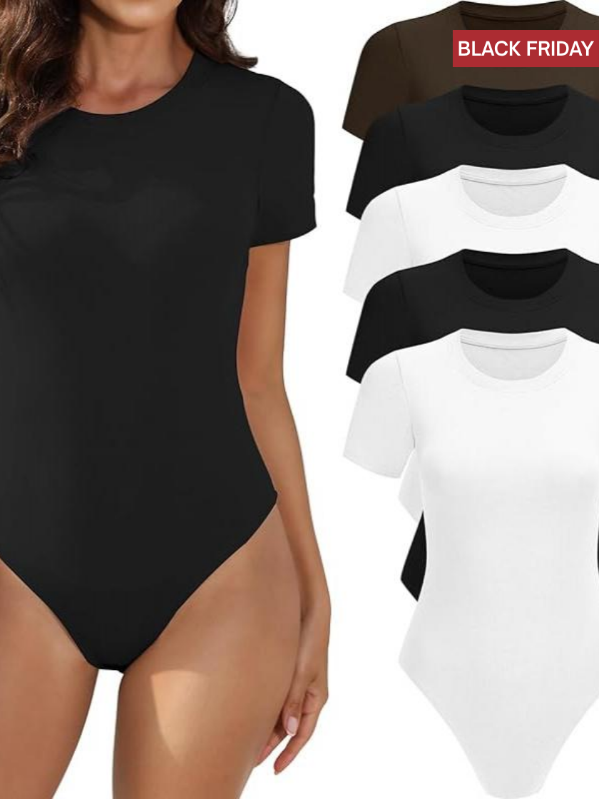Stretch Fit Short Sleeve Bodysuit – 5 Pack-(Black Friday)