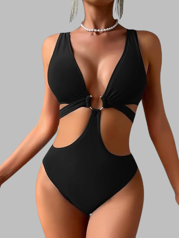 Metal Ring Cutout Swimsuit