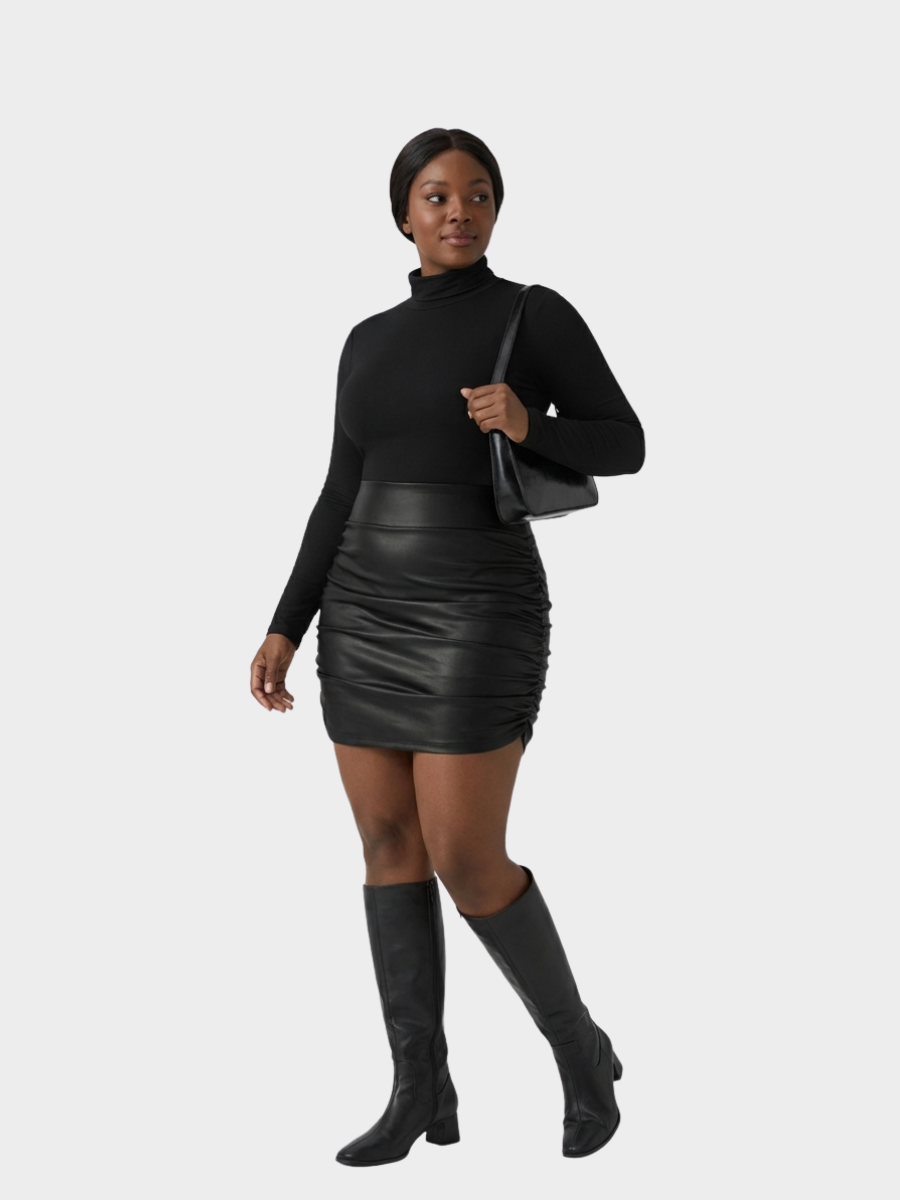 High-Waist Sculpting PU Party Skirt