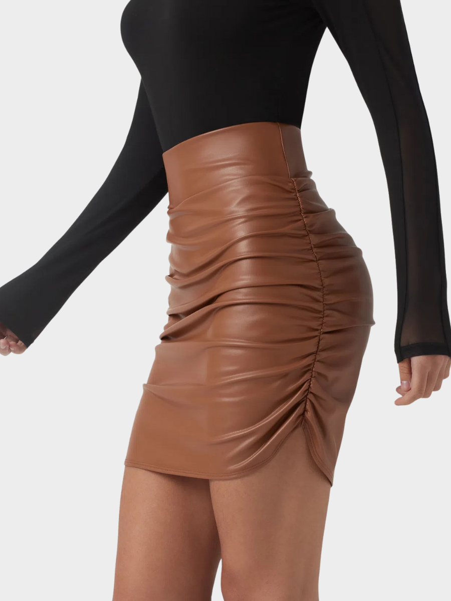 High-Waist Sculpting PU Party Skirt