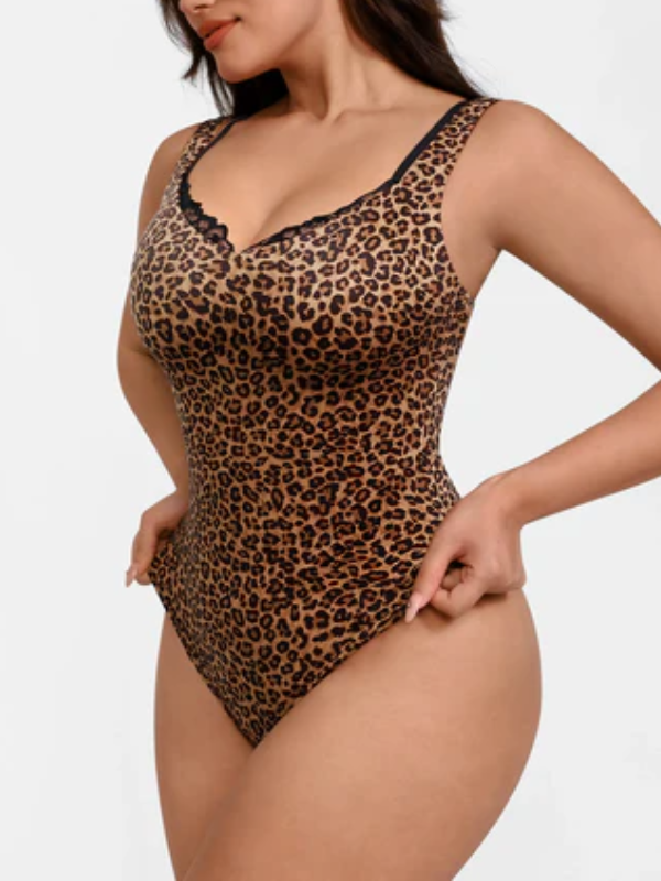 LaceTrimmed Deep V Bodysuit