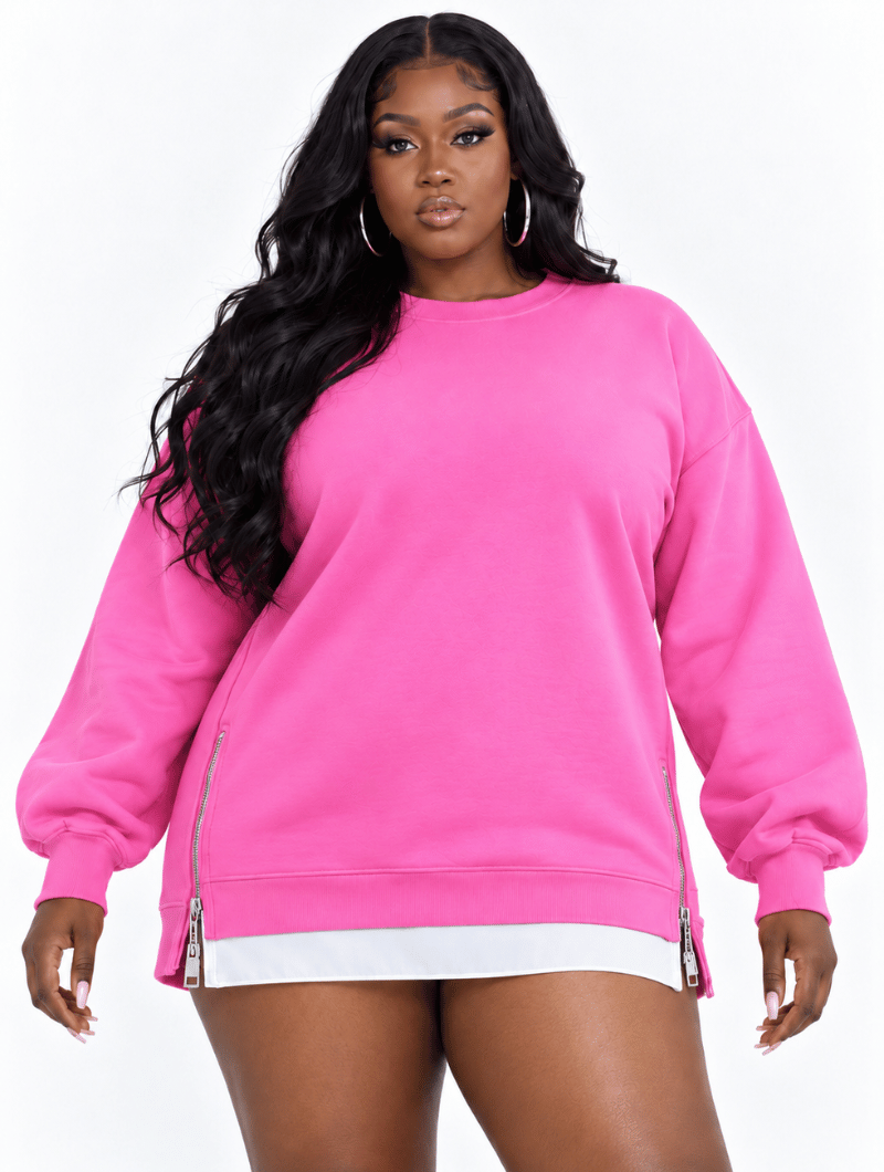 Pink Side-Zip Tunic Top
