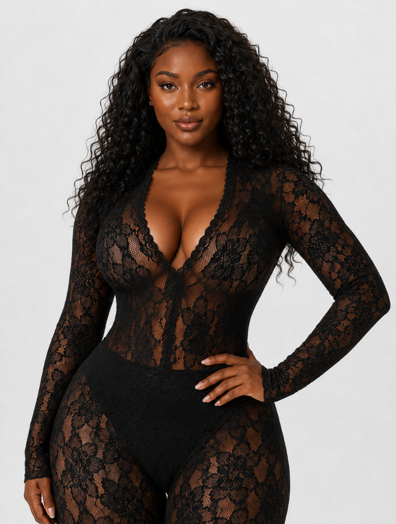Lace Bodysuit Capri Set