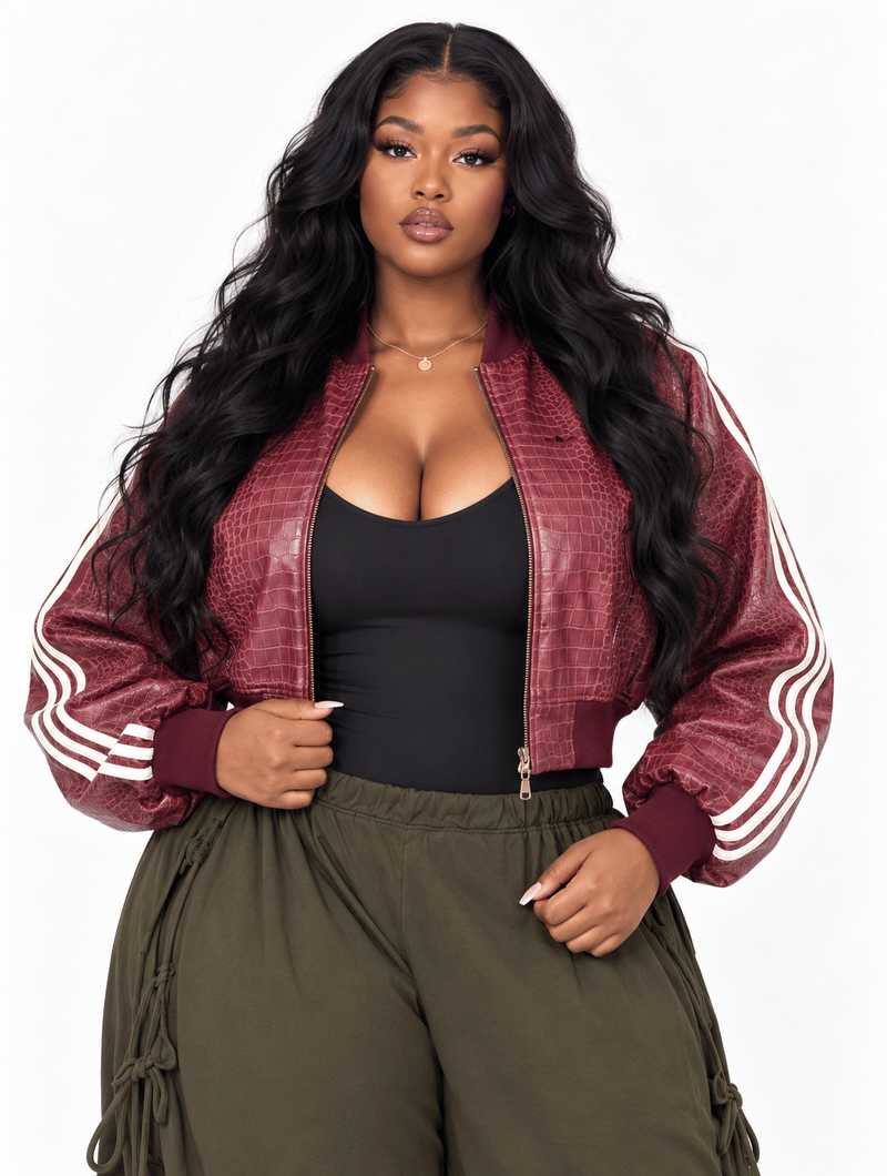 Croc Bomber Ruched Set
