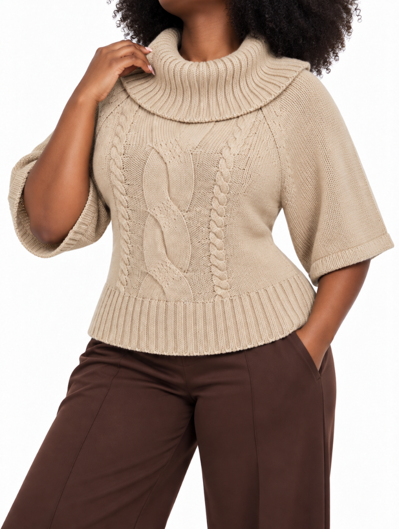 Cable Cowl Knit Top