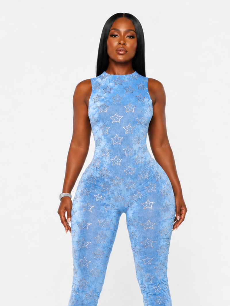 Starry Mesh Sleeveless Jumpsuit