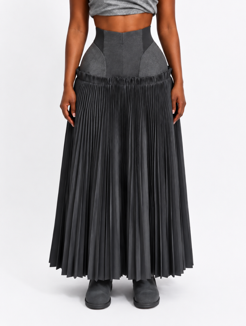 Corset Pleated Maxi Skirt