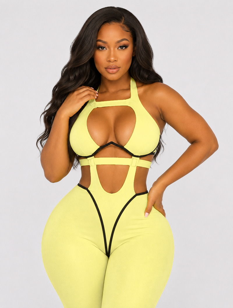 Halter Keyhole Scrunched Jumpsuit