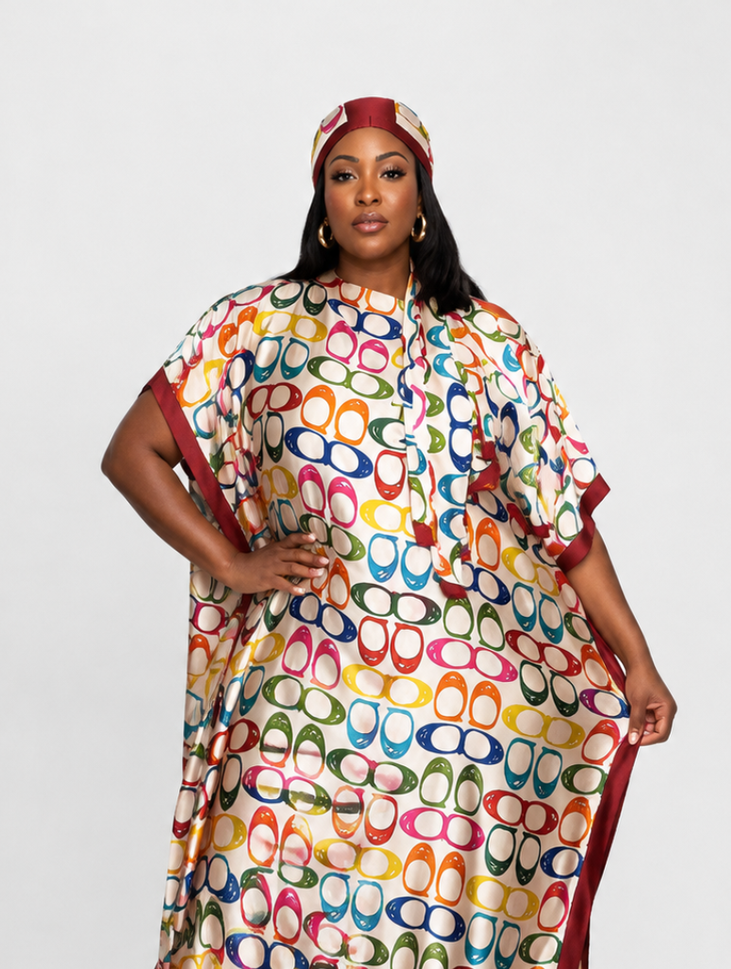 Rainbow Silk Kaftan Set