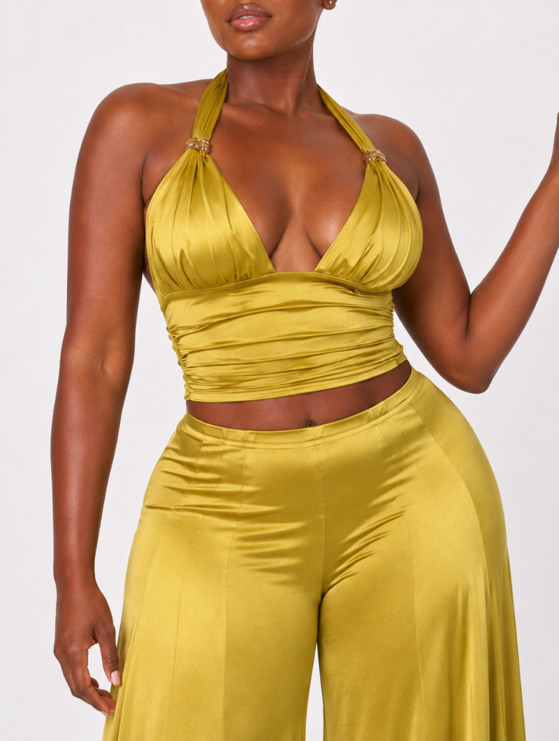 Gold Satin Palazzo Set