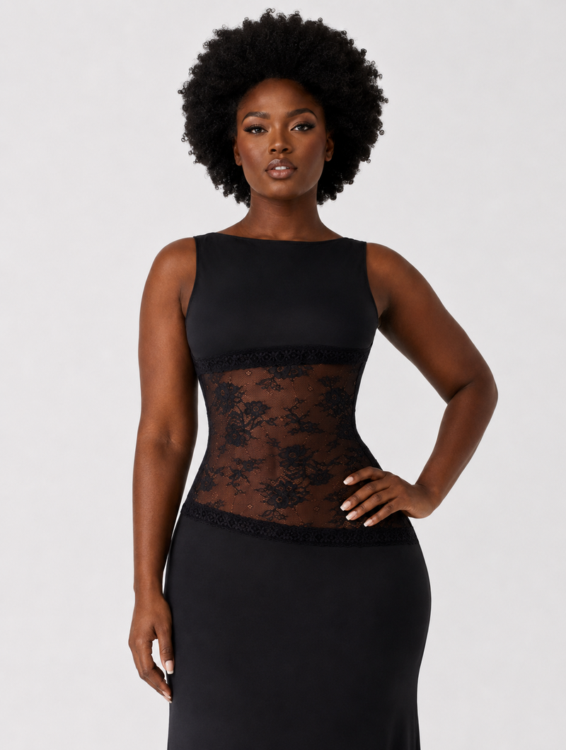 Lace Waistband Maxi Dress