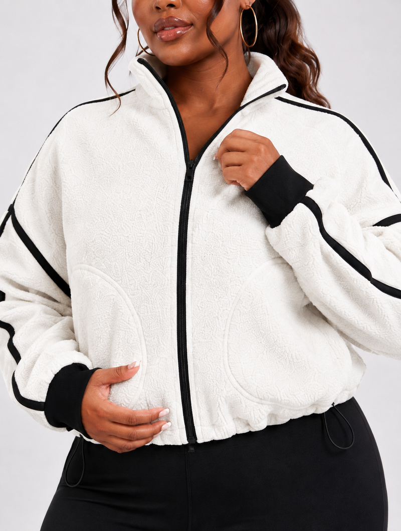 Retro Piping Fleece Jacket