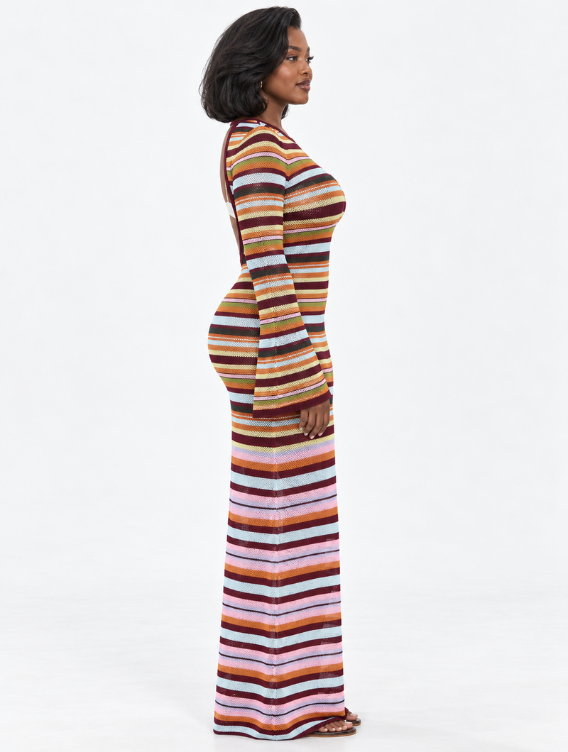 Open Back Stripe Maxi