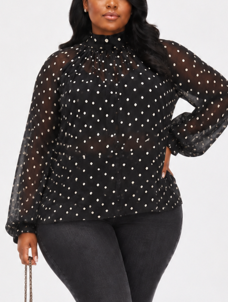 Polka Dot Chiffon Blouse