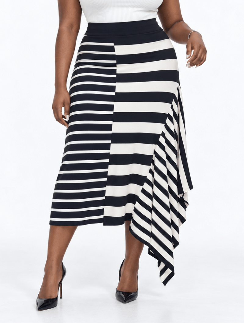 Dual Stripe Flare Skirt