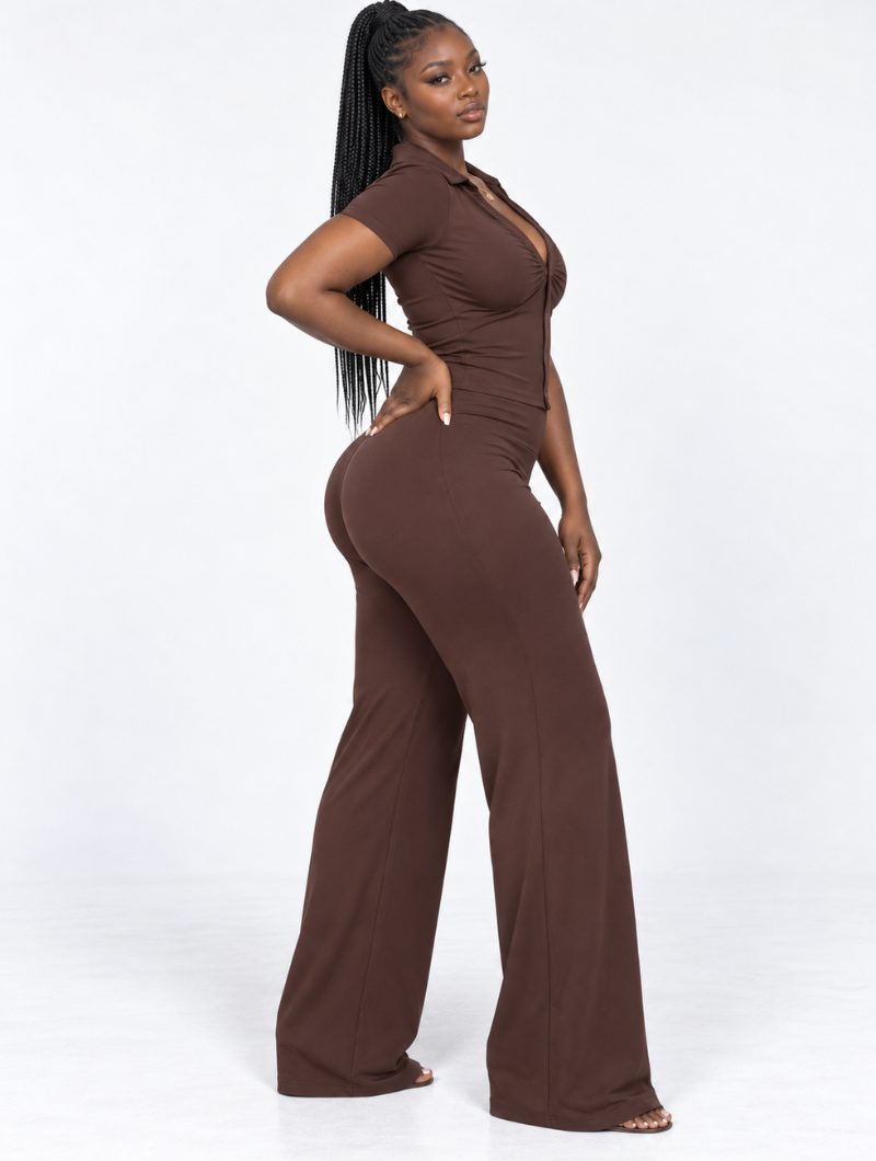 Mocha Ruched Pant Set