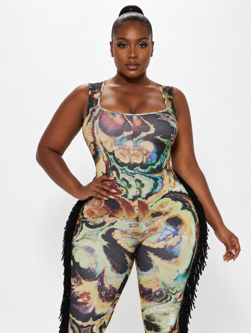 Fluid Motion Fringe Jumpsuit