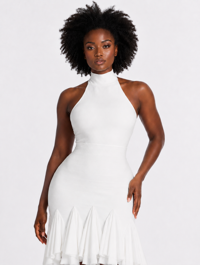 White Pleated Hem Midi