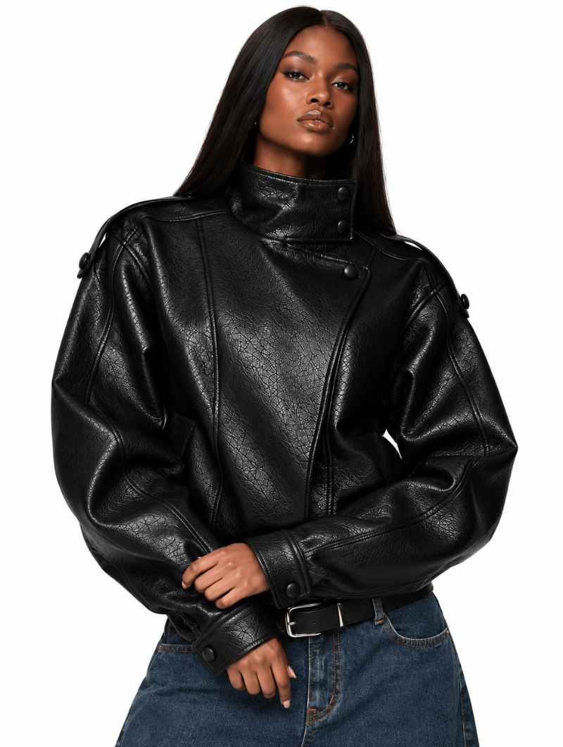 High Neck Moto Jacket
