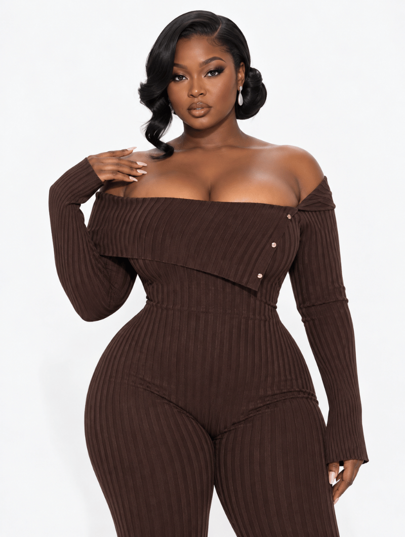 Foldover Rib Knit Catsuit