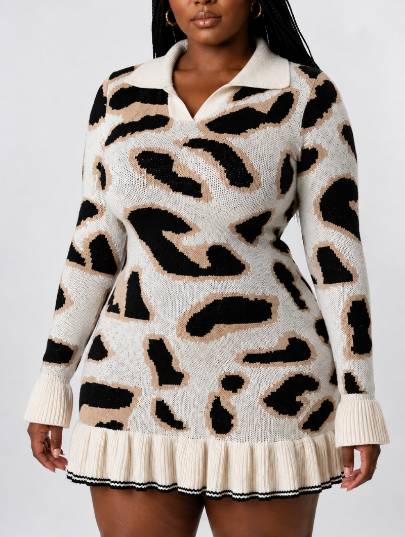 Leopard Polo Sweater Dress