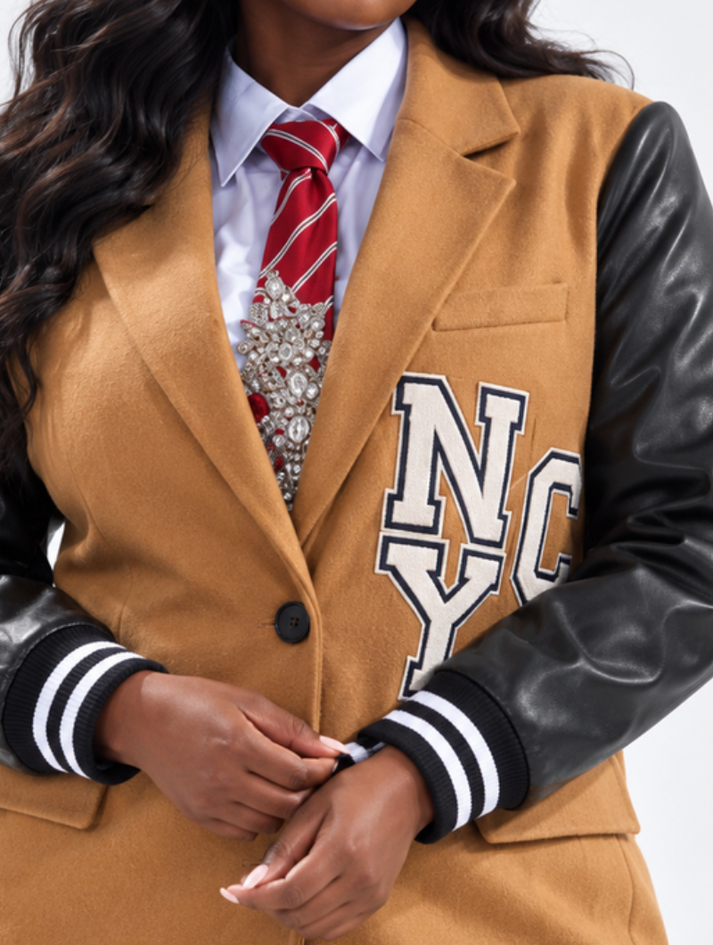 Leather Sleeve Varsity Coat (Pre-Order)
