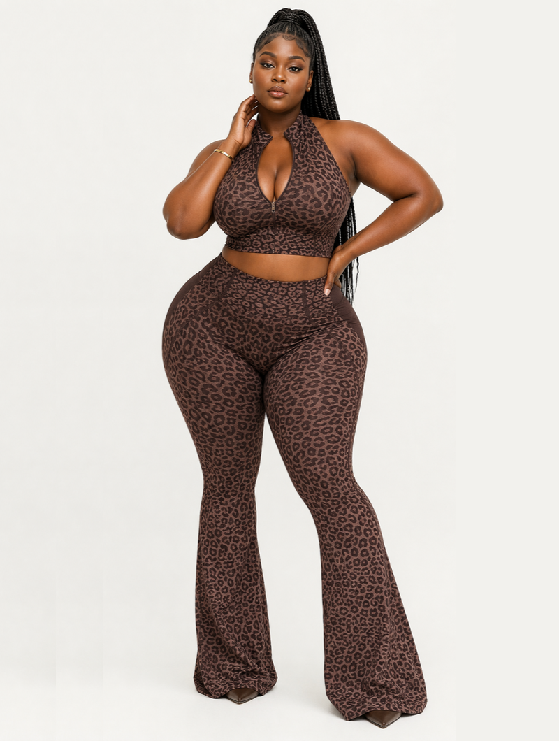 Mocha Leopard Flare Set