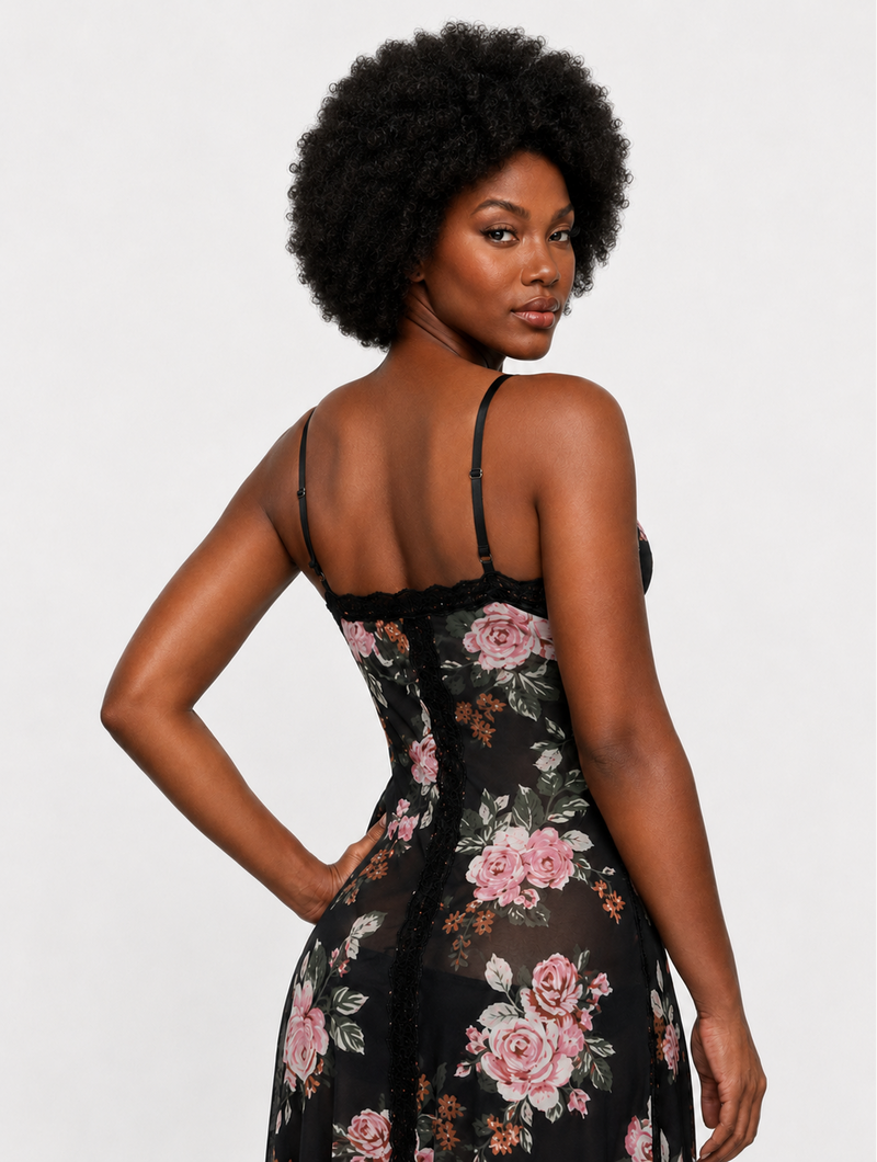 Floral Mesh Maxi Chemise