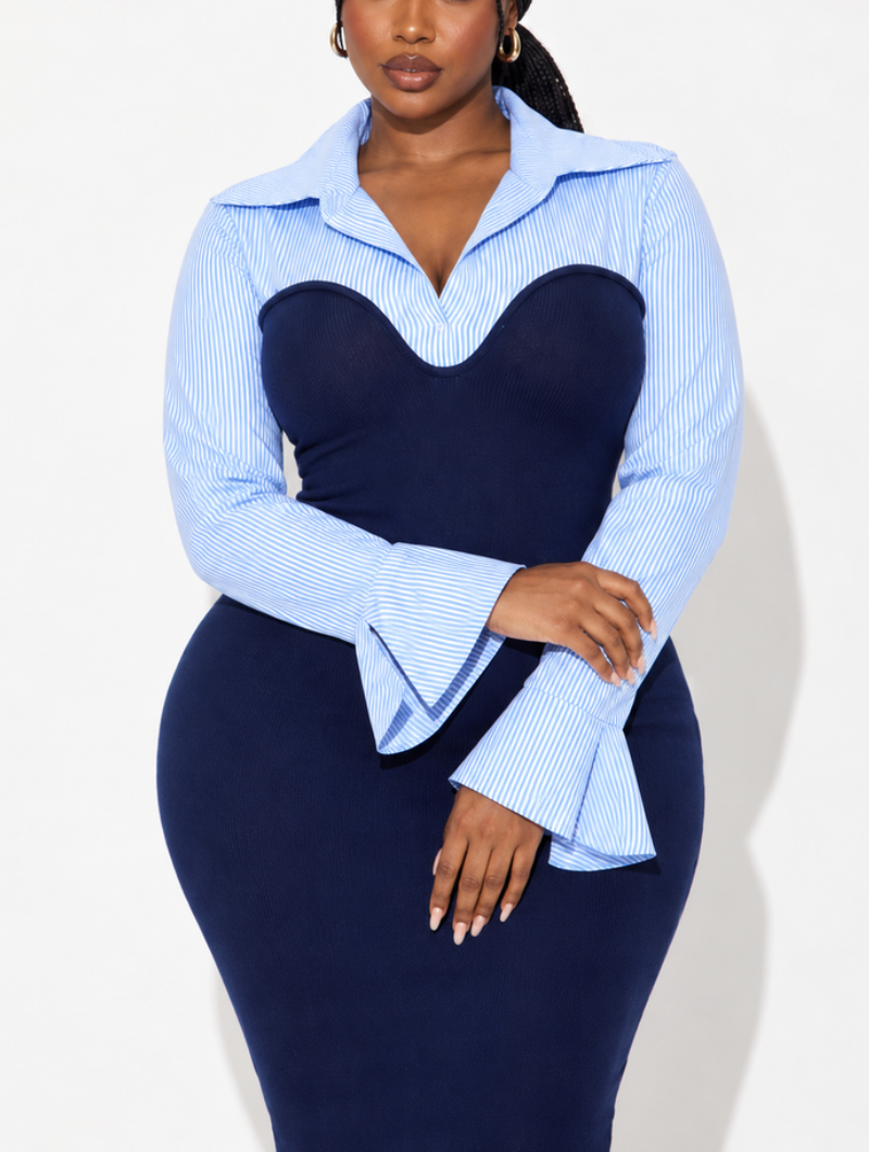Bustier Shirt Combo Dress