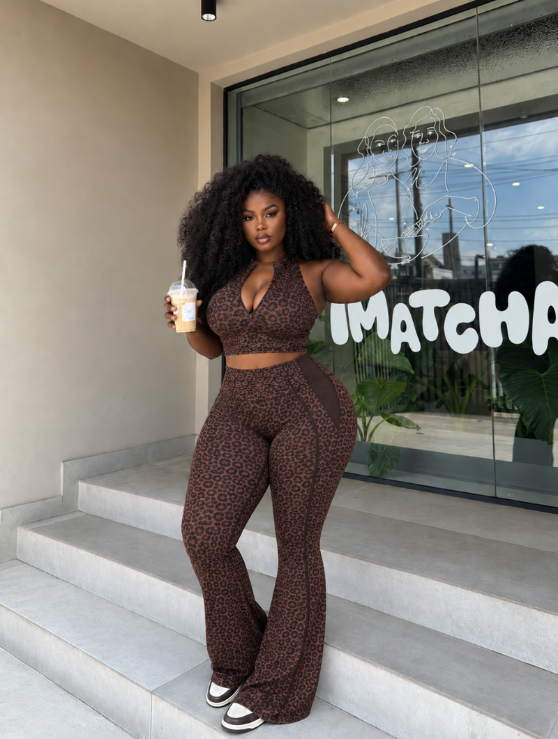 Mocha Leopard Flare Set