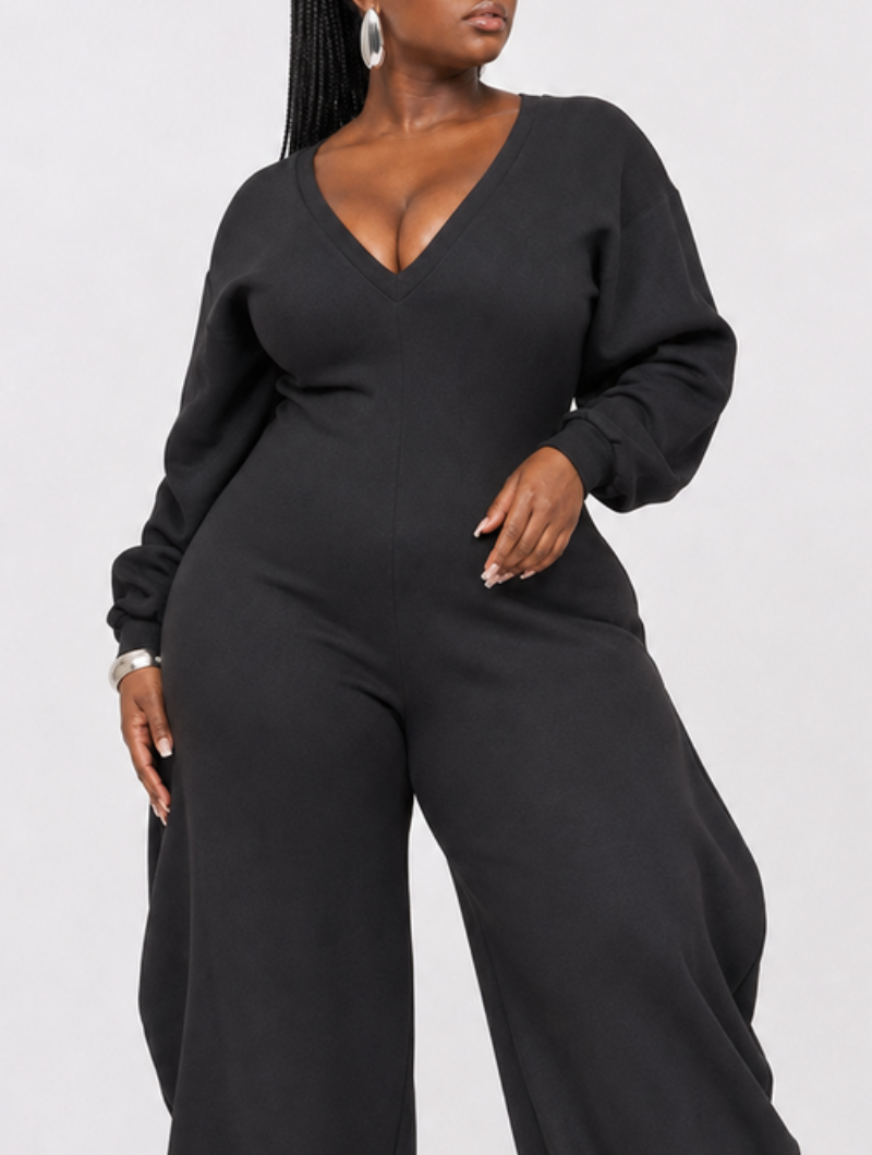 Plunging V Barrel Jumpsuit