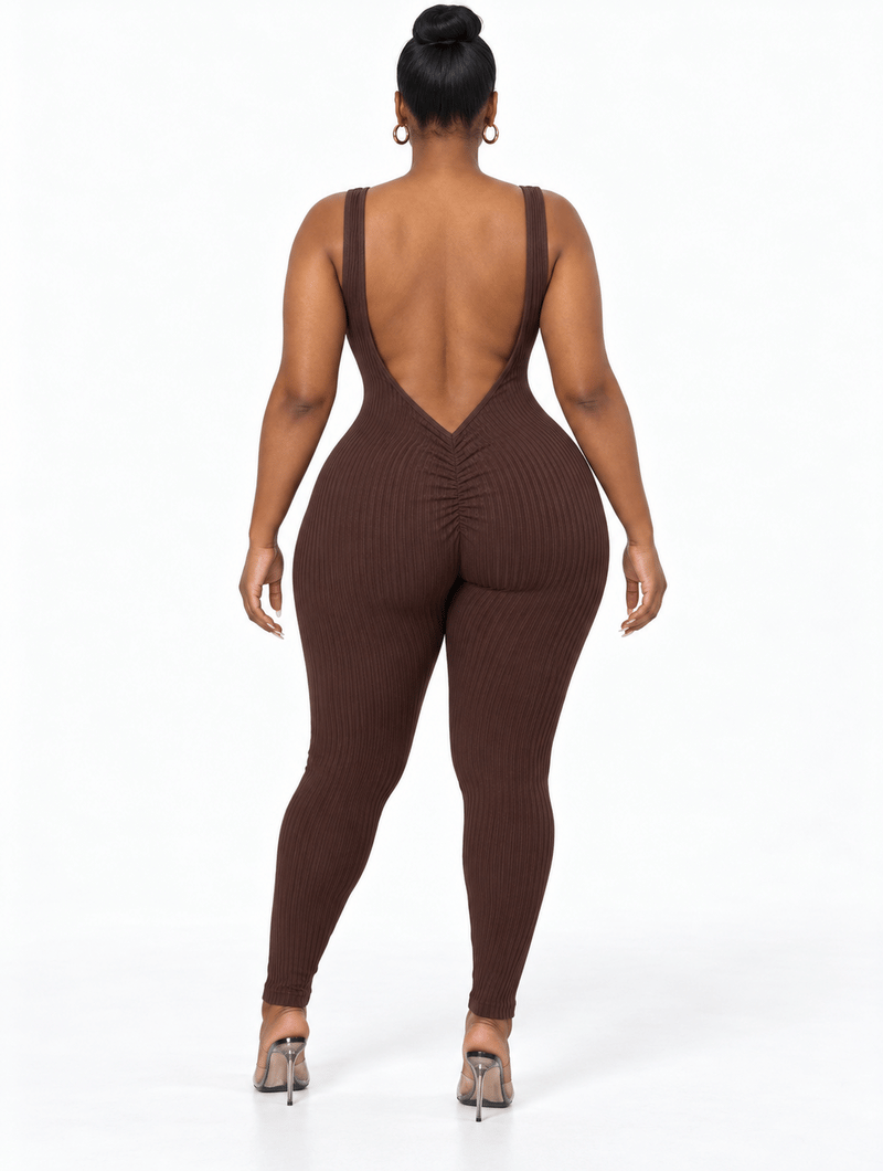 Ribbed Bolero Catsuit Set