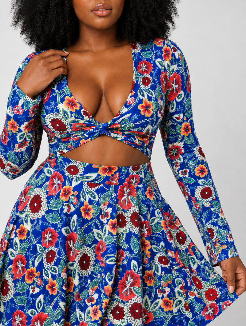 Floral Cutout Mini Dress