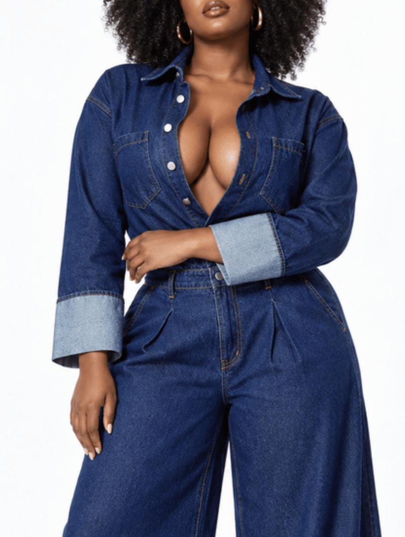 Retro Wide Denim Jumpsuit (Pre-Order)