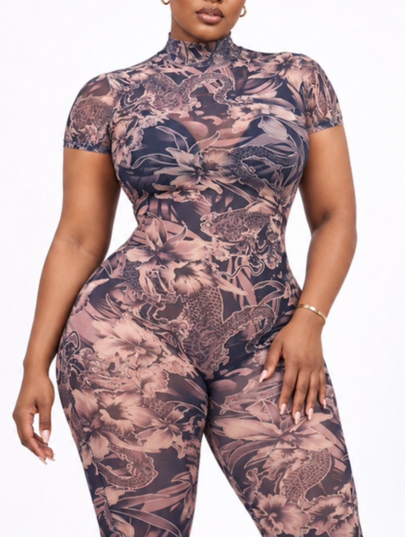 Dragon Bloom Mesh Catsuit