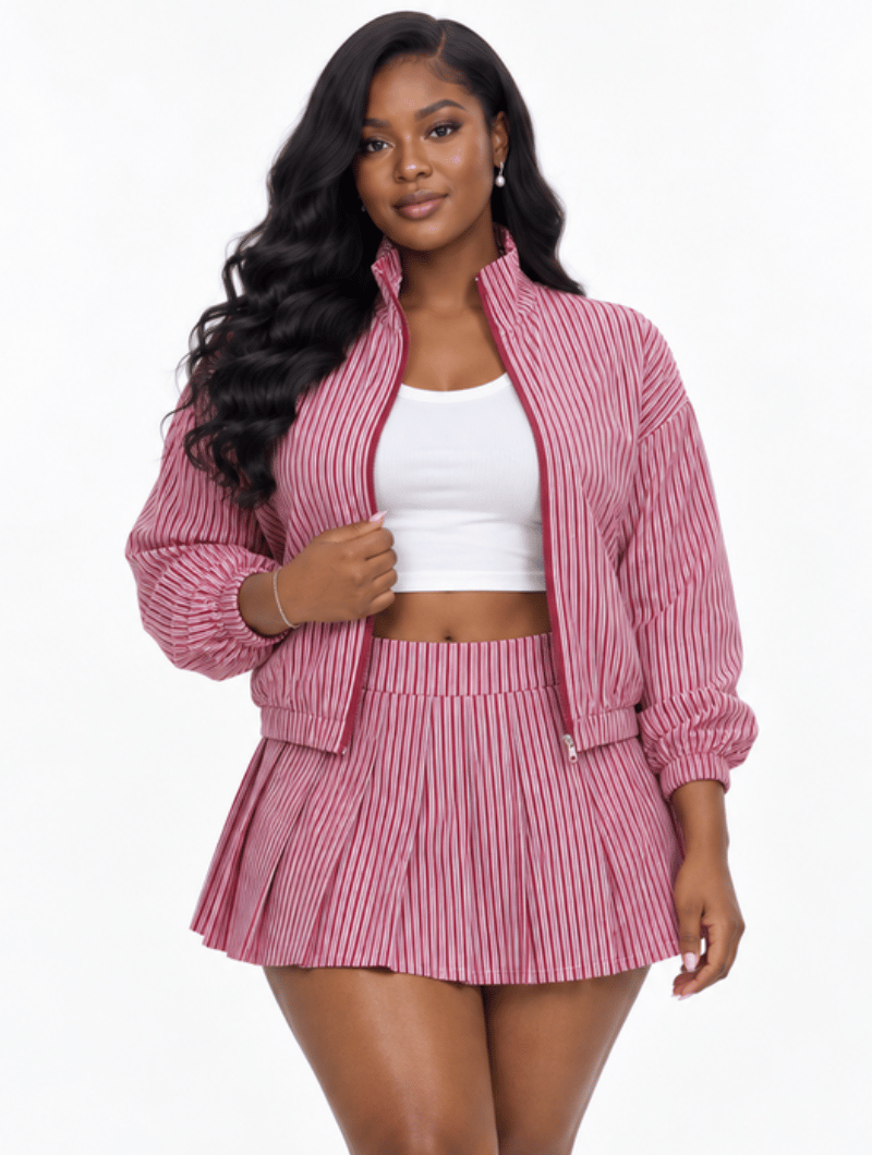 Retro Stripe Skirt Set