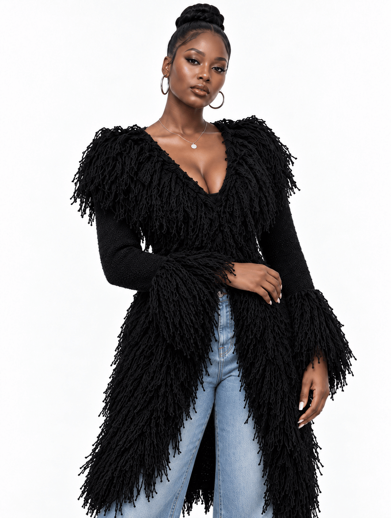 Shaggy Fringe Knit Cardigan