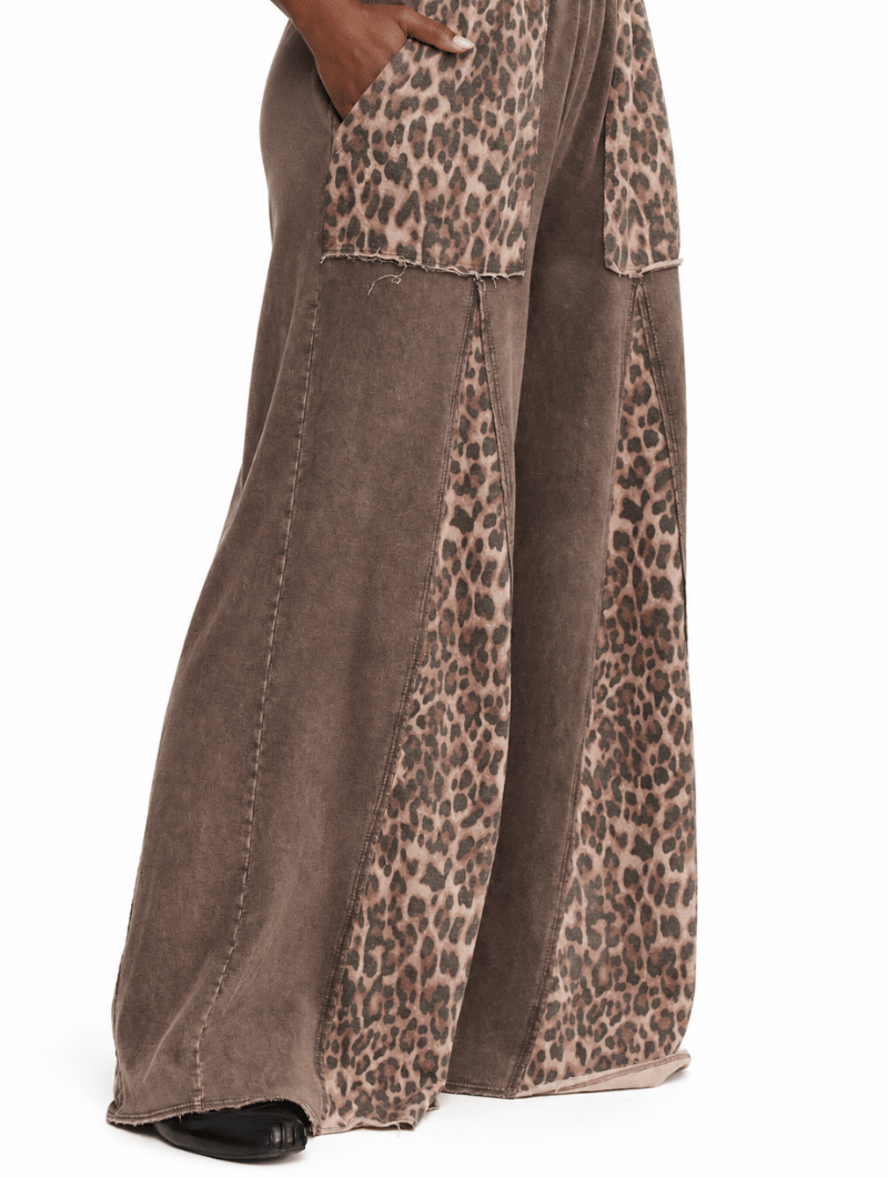 Washed Leopard Flare Pants
