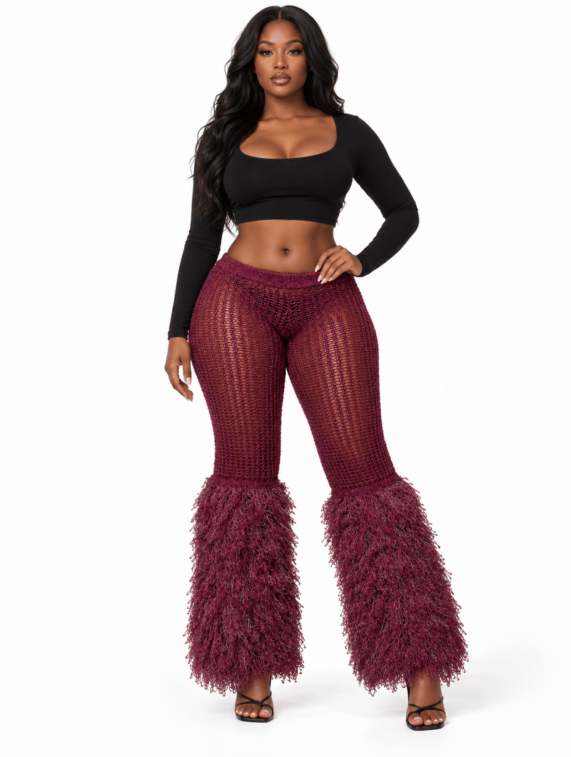 Plum Shaggy Flare Pants