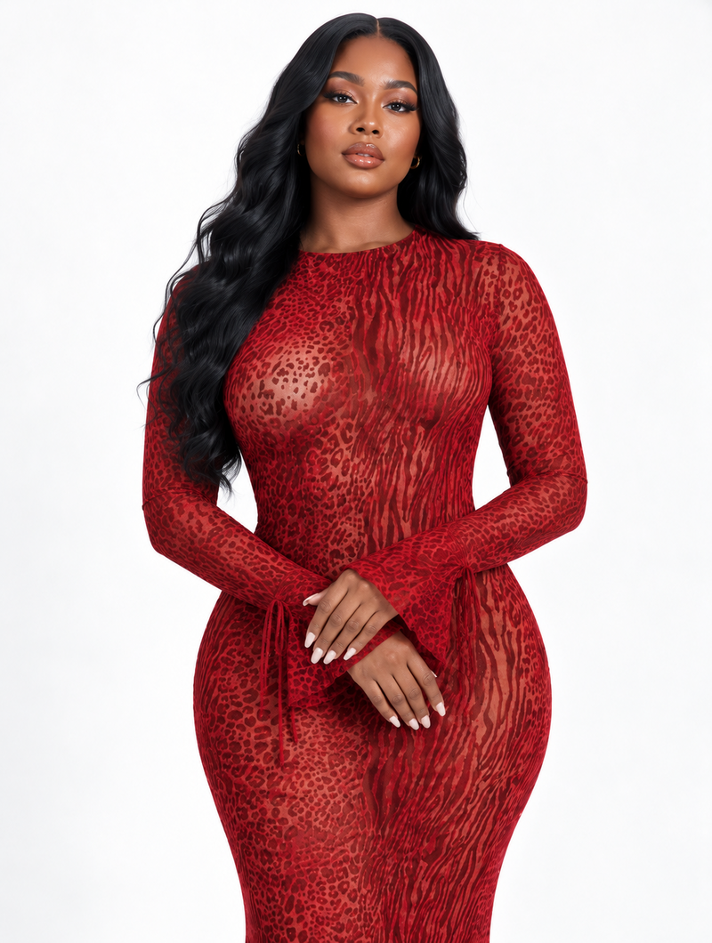 Scarlet Leopard Mesh Dress