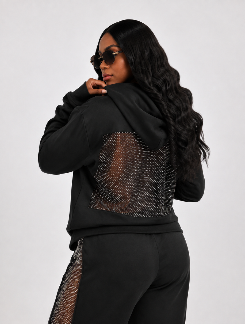 Sparkle Mesh Hoodie Set